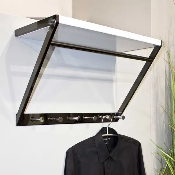 Finale Uitverkoop Wandkapstok met 5 knoppen | 60 x 29 x 40 cm | Wit-zwart