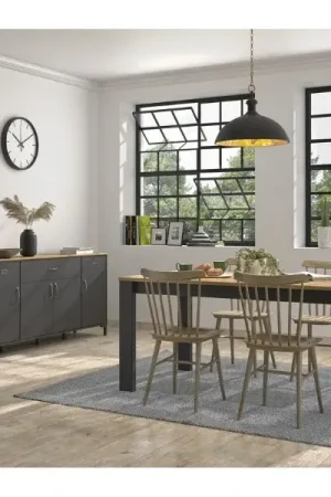 Weekendaanbieding Eetkamerset Manno | Uitschuifbare eettafel en dressoir | Zwart
