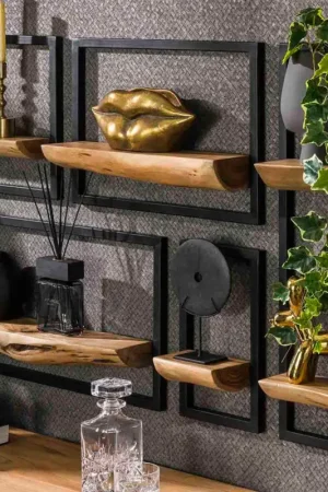 Set van 5 massief acacia wandplanken - Erica Direct Verzonden