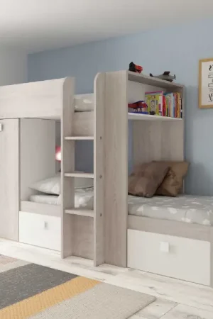 Tijdelijk Beschikbaar Stapelbed Beau 90x190 cm (lattenbodem benedenbed niet inbegrepen) - grenen/wit