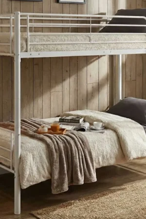 Stapelbed Dixie 90x200cm - metaal - mat wit Korting