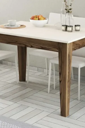 Kiev Keukentafel | 100% MELAMINE | Walnoot, Crème Direct Beschikbaar