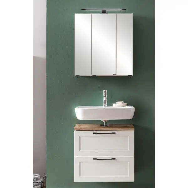 Must-Have Badkamerset Meran | Wastafelkast, spiegelmeubel met verlichting | Wit