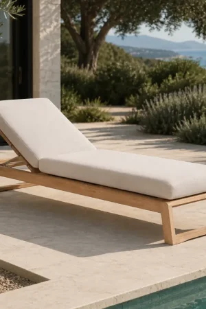 Fabrieksprijs Ligbed Island Gescova - Massief Teakhout - 208x72x43 cm - Grijs