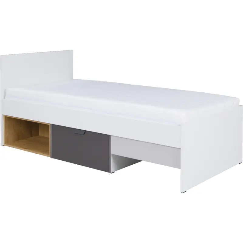 Goedkoop Bed 90x200 JOKI JK15 Wit / Grafiet / Grijs