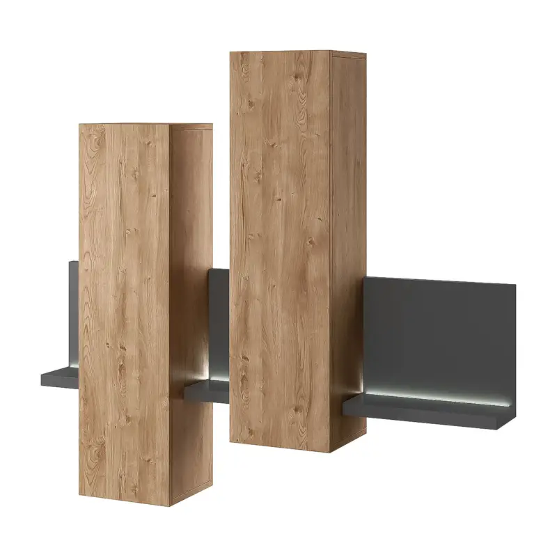 Tijdelijk Beschikbaar Hangende Vitrinekast TABO BT04 Antraciet / Ribbec Eikenhout