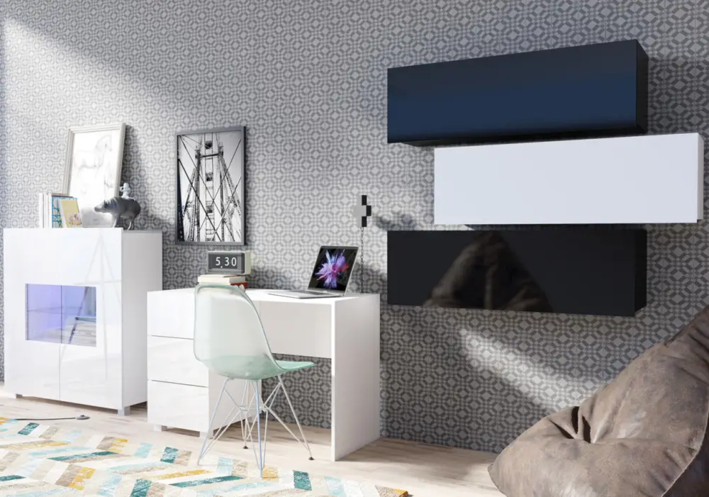 Express Levering Jeugdmeubels CALABRIA 9 Zwart / Witte Glans