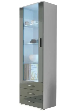 Vitrinekast SINDI SH1F Wit / Grijs Glans Snelle Levering