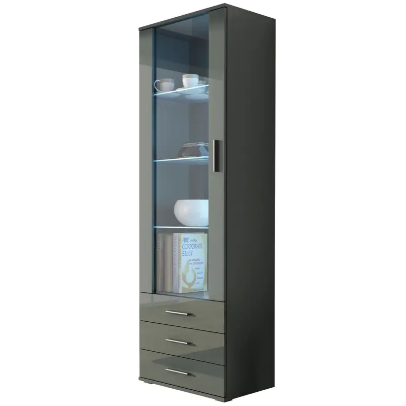 Dagaanbieding Vitrinekast SINDI SH1H Grijs / Grijs Glans