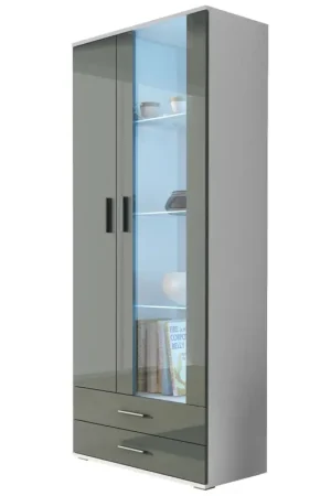 Beste Prijs Vitrinekast SINDI SH7F Wit / Grijs Glans