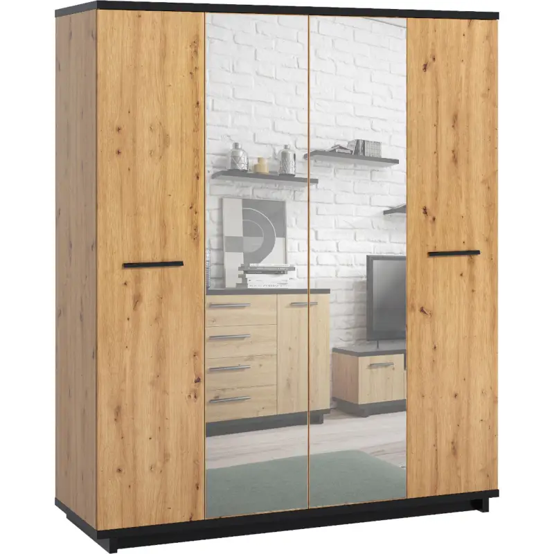 Snelle Levering Kast INEZA IN08 eiken artisan / zwart