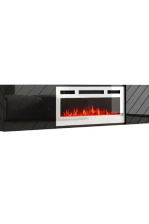 Betaalbaar TV-dressoir LUXO EF zwart / witte haard