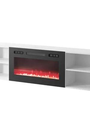 Betrouwbaar TV-dressoir LOOP 200 EF wit / zwarte haard