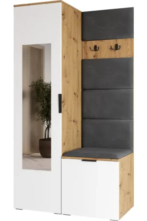 Finale Uitverkoop Garderobekast met spiegel NELLI 1 artisan eiken / wit rechts