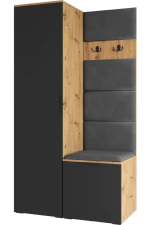 Garderobekast NELLI 1 artisan eiken / zwart rechts Finale Uitverkoop