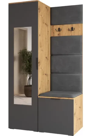 Garderobekast met spiegel NELLI 1 artisan eiken / grijs rechts Betrouwbaar