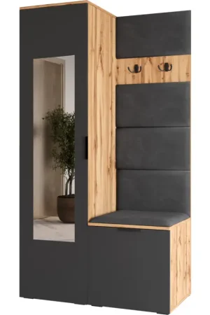 Fabrieksprijs Garderobekast met spiegel NELLI 1 wotan eiken / grijs rechts