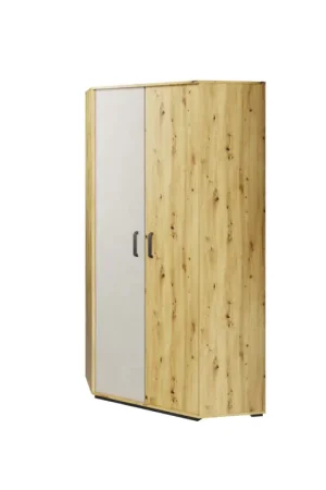 Veilige Betaling Hoekkast 2-deurs Artisan eiken / Raw Steel / Silk Flou QUBIC QB01