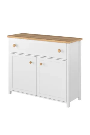 Betaalbaar Commode 2 deuren 1 lade wit/Nash eiken STORY SO05