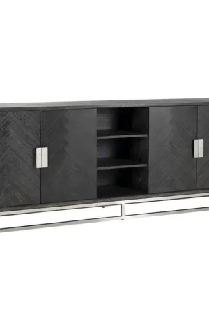 Richmond Dressoir Blackbone Zilver 4-deuren + open vak Direct Verzonden