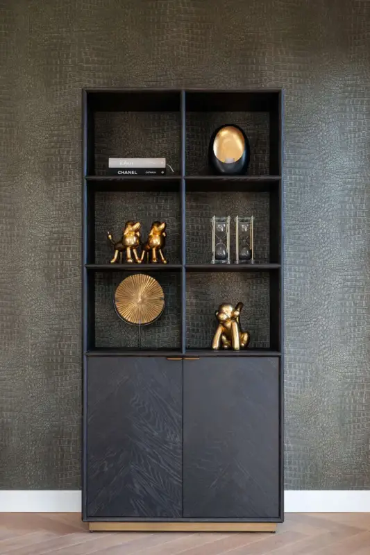 Richmond Boekenkast Blackbone Brass 2-deuren Korting