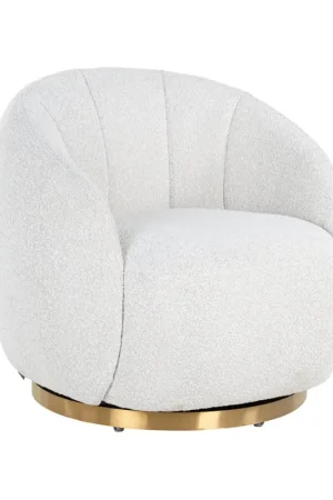 Must-Have Richmond Draaifauteuil Jago White Bouclé / Brushed Gold
