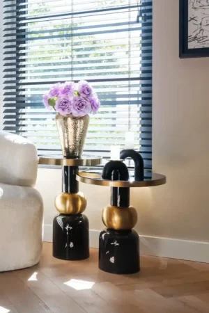 Richmond Bijzettafel Mose Zwart Ø41cm Actieprijs