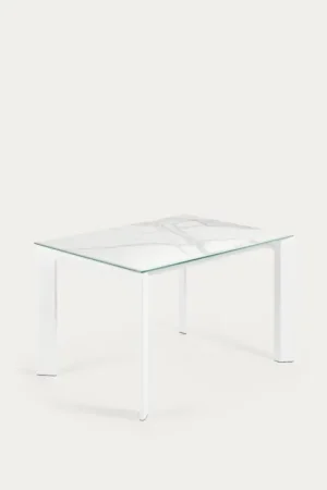Kave Home Uitschuifbare Tafel Axis Porselein met Wit Stalen Poten 140 (200)cm Flitsaanbieding