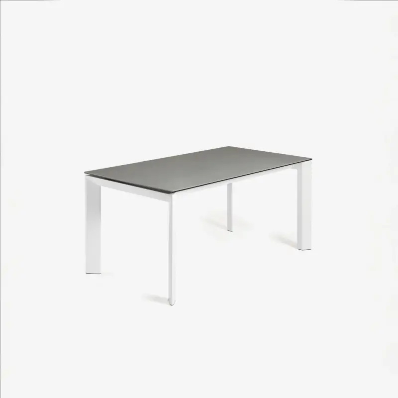 Gereduceerde Prijs Kave Home Uitschuifbare Tafel Axis Porselein en Witte Poten 160 (220)cm