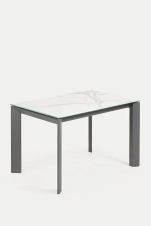 Must-Have Kave Home Uitschuifbare Tafel Axis Porselein Wit/donkergrijs 120 (180)cm