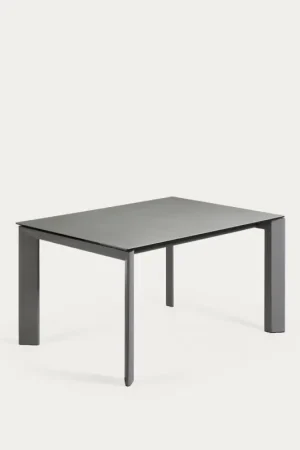 Op = Op Kave Home Uitschuifbare Tafel Axis Porselein met Antraciet Stalen Poten 140(200)cm