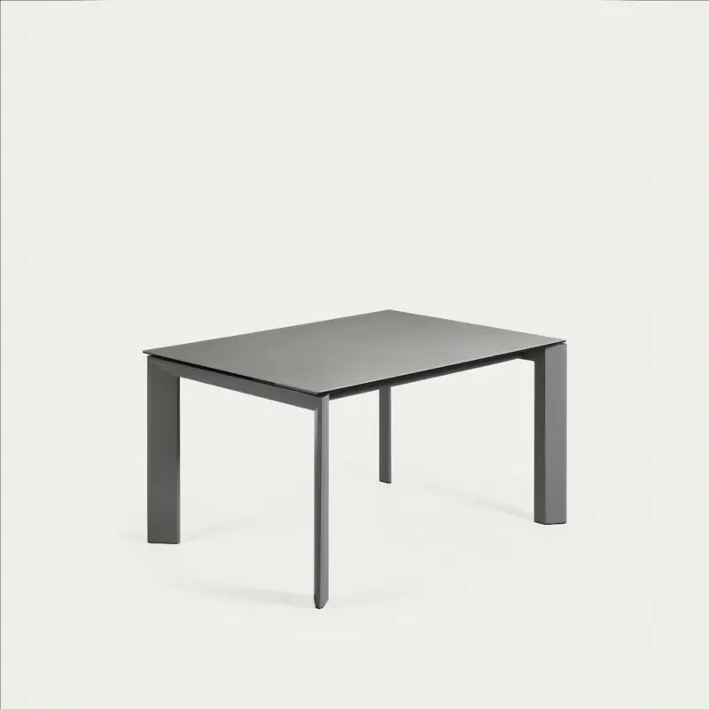 Op = Op Kave Home Uitschuifbare Tafel Axis Porselein met Antraciet Stalen Poten 140(200)cm