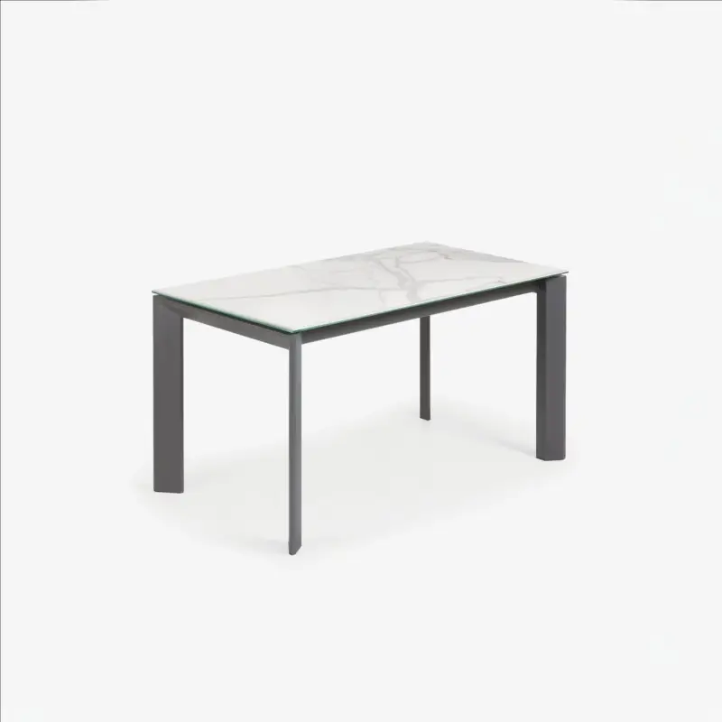 Kave Home Uitschuifbare Tafel Axis Porselein en Poten Donkergrijs 140 (180)cm Veilige Betaling