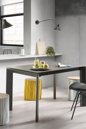 Bestel Nu Kave Home Uitschuifbare Tafel Axis Porselein met Grijs Stalen Poten 140 (200)cm