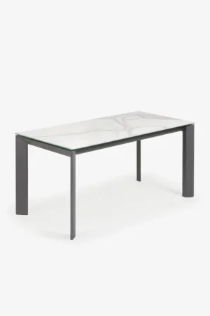Op = Op Kave Home Uitschuifbare Tafel Axis Porselein met Poten Antraciet 160 (220)cm