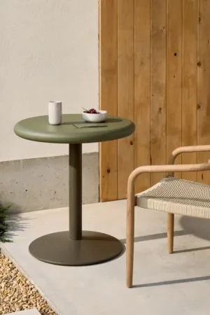 Kave Home Ronde Buitentafel Esilda Groen Cement Ø70cm Met Onderstel Ø55x72cm Rechtstreeks Van De Fabrikant