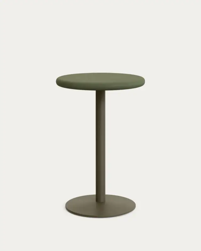 Kave Home Ronde Buitentafel Esilda Hoog Groen Cement Ø70cm Met Onderstel Ø55x96cm Actieprijs