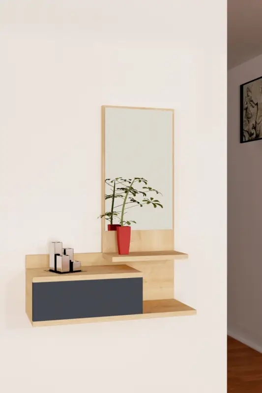 Meest Verkocht Wandspiegel Rozella Naturel/Antraciet met Lade