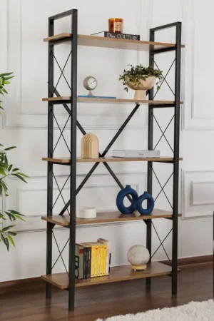 Wandkast Elysian Walnoot/Zwart 180cm Rechtstreeks Van De Fabrikant