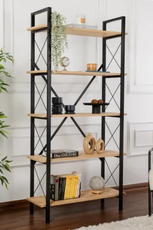 Wandkast Elysian Naturel/Zwart 180cm Exclusieve Aanbieding