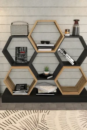 Nu Kopen Boekenkast Cicek Zwart/Naturel 120cm
