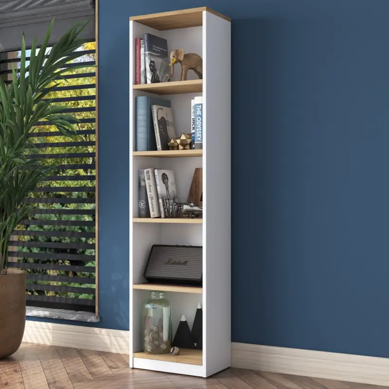 Hoge Kwaliteit Boekenkast Hatipler Wit/Walnoot
