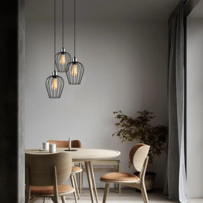Hanglamp Tel Petal 3-Lichts Getrapt Zwart Meest Verkocht