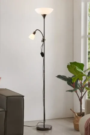 Actieprijs Eglo - Vloerlamp 1xE27/60W/230V + 1xE14/25W/230V zwart chroom
