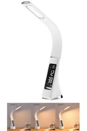 Gratis Retour LED Tafellamp met display dimbaar LEATHER LED/7W/230V wit