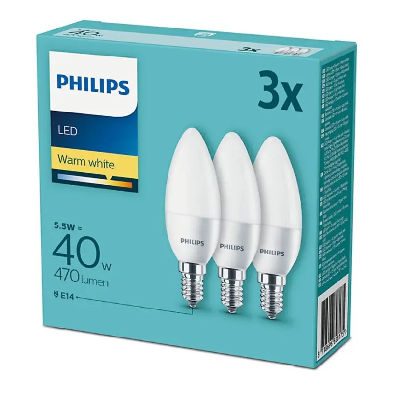 Philips - Set van 3x LED lampen E14 / 5,5W / 230V 2700K Betrouwbaar