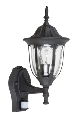 Rabalux 7837 - Zwarte Buiten wandlamp met sensor MILANO 1x E27 / 60W / 230V IP43 Exclusieve Aanbieding