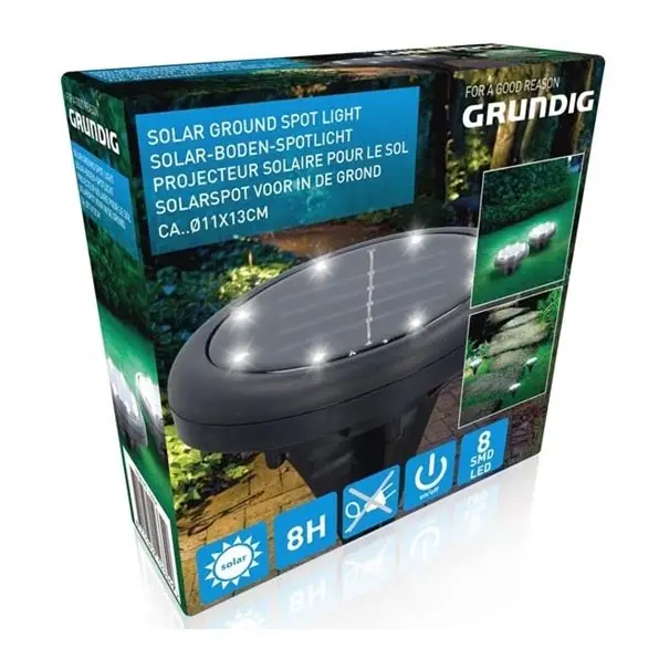 Grundig - LED Zonne-energie lamp 8xLED/1xAA 600 mAh Tijdelijk Beschikbaar