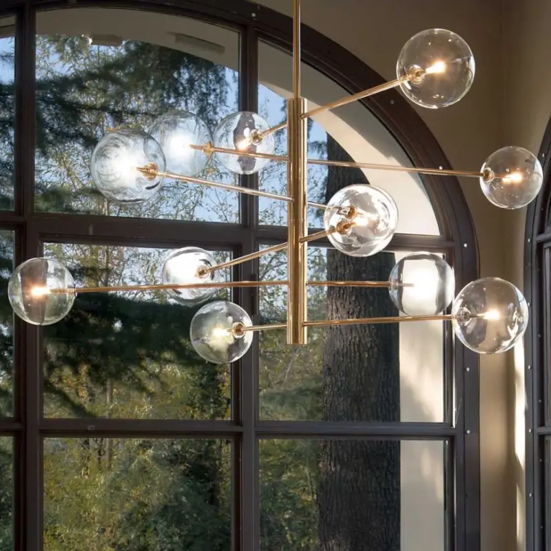 Ideal Lux - LED Hanglamp met vaste pendel EQUINOXE 12xG4/2W/230V diameter 124 cm messing/doorzichtig Snelle Levering