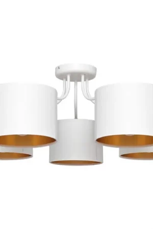 Aan plafond gevestigde hanglamp ALBA 5xE27/15W/230V wit/gouden Direct Beschikbaar